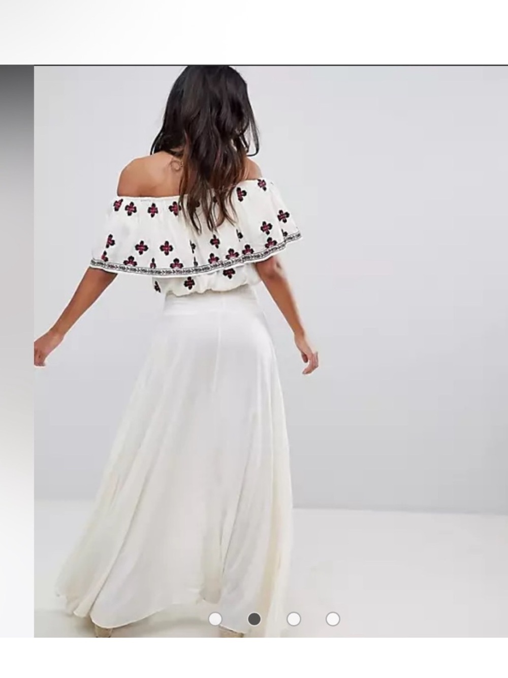 NWT RAGA TESSI off shoulder embroidered MAXI DRESS